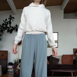 Cream Sweatshirt and Blue Pants